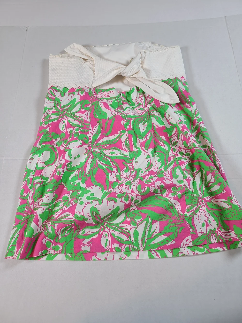 SOLD Pulitzer Vintage Strapless Dress With Zip & Back Tie White Textured SOLD - Picture 13 of 13